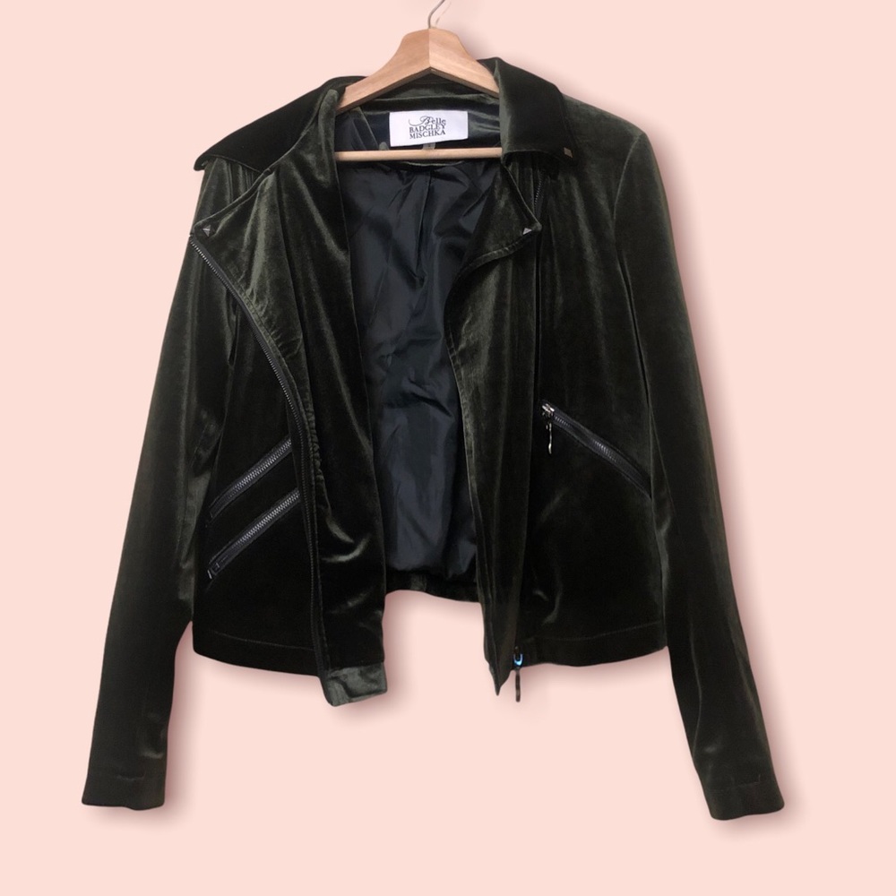 BELLE BADGLEY MISCHKA Velvet Moto Jacket